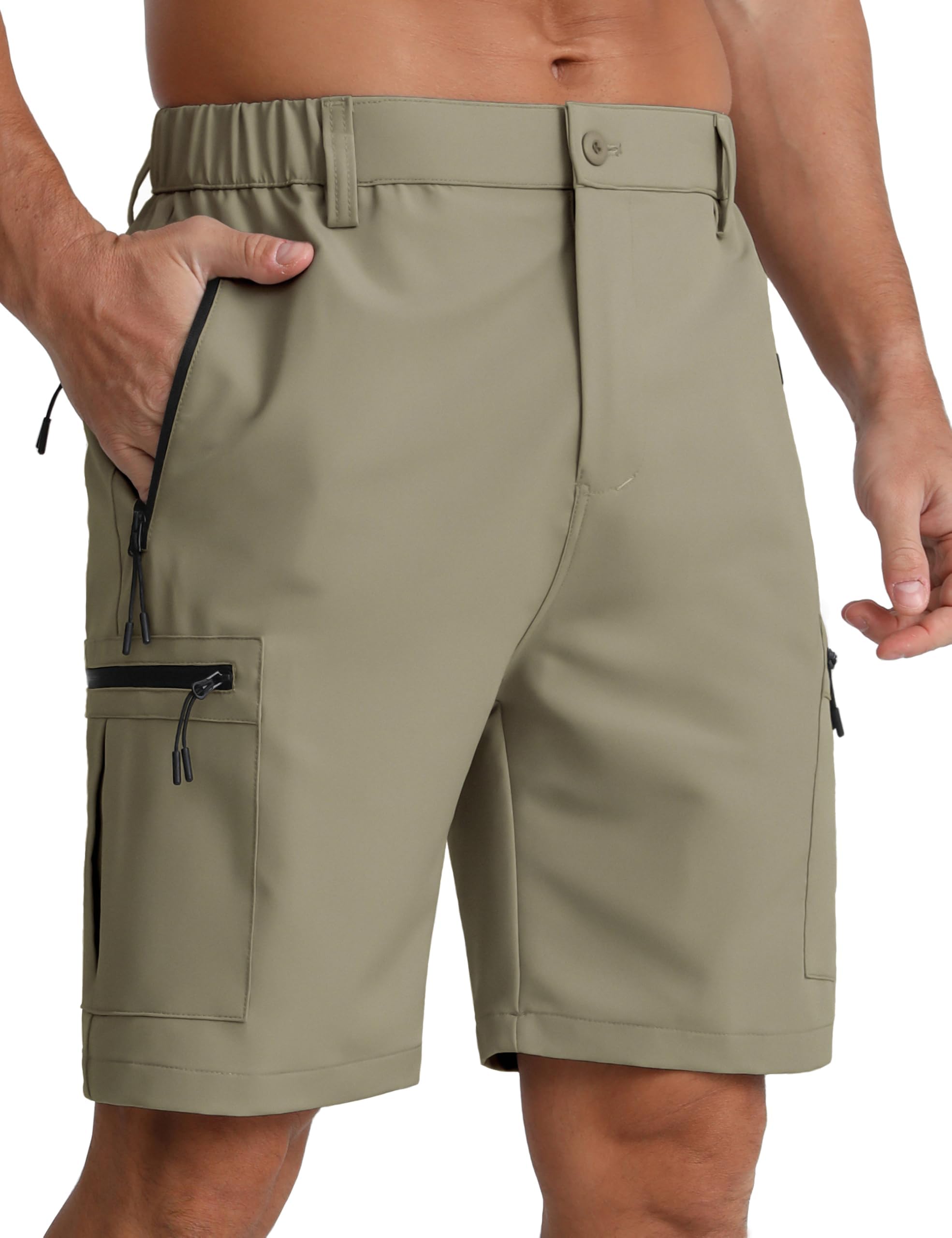APTRO Men's Cargo Shorts with Multi Zipper Pockets Lightweight Quick Dry Golf Hi