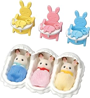 Sylvanian Families 5532 Triplets Care Set - Dollhouse Playsets, Yellow,blue,mint,green,pink,red