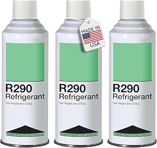 Leak Saver R290 Refrigerant 3-Pack - 8oz Upright Charging Self Sealing Can - Can Stand Upright While Charging - Made In The USA (Adapter Not Included)