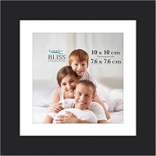 Icona Bay - Photo Frame 10 x 10 cm Black with Removable Mount for Photos 7.5 x 7.5 cm - Modern Frame in Engineered Wood - Table or Wall - Bliss Collection