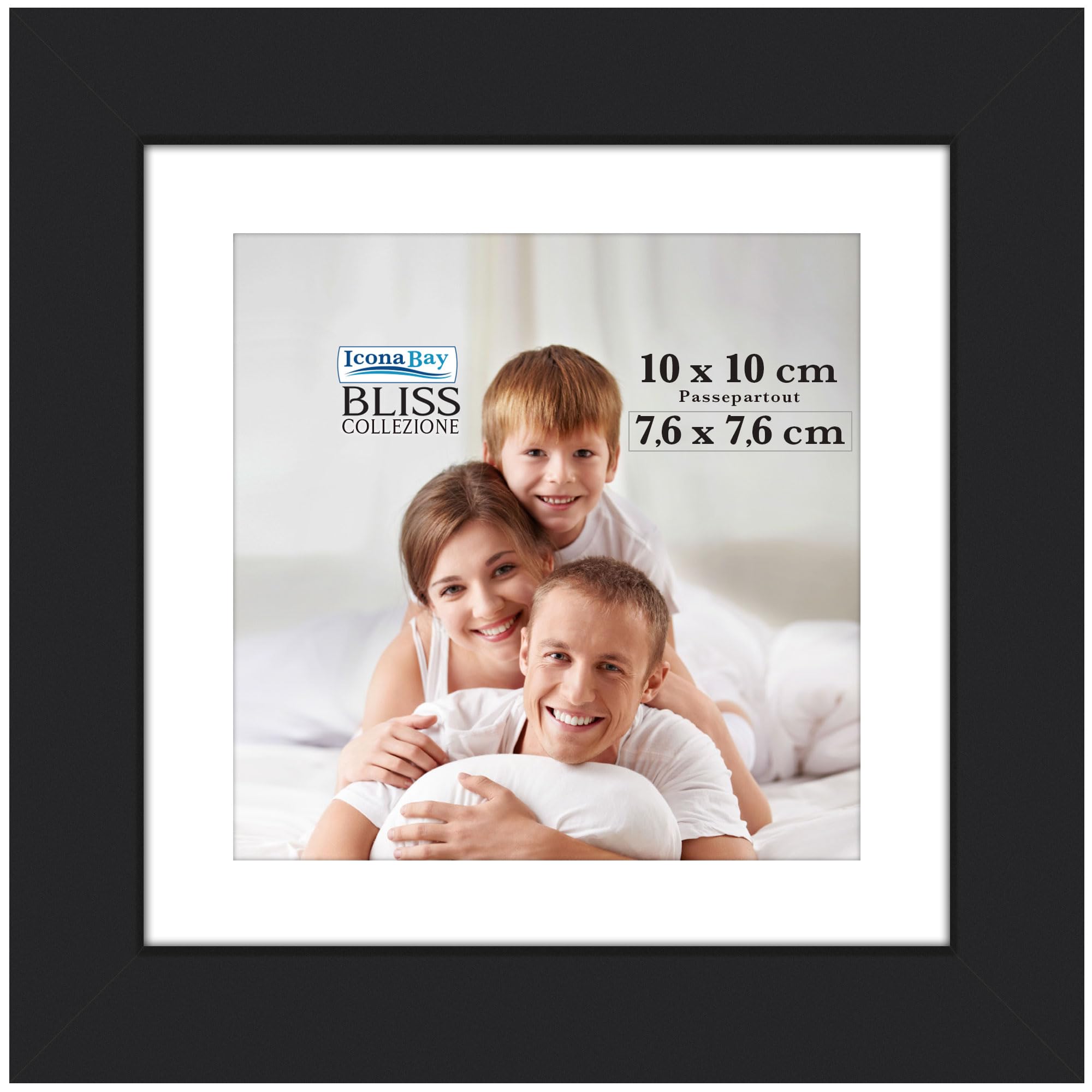 Icona Bay - Photo Frame 10 x 10 cm Black with Removable Mount for Photos 7.5 x 7
