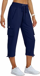 MoFiz Cargo capris pants for women, loose fit, casual hiking pants, lightweight, quick dry, summer pants for women
