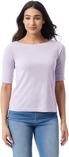 Gloria Vanderbilt Alanis Boat Neck Knit Tee Shirt with Elbow Sleeves Standard Alanis Boat Neck Knit Tee Shirt with Elbow Sleeves Standard Women's