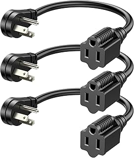 DEWENWILS 1FT Short Extension Cord, Flat Head Extension Cord Indoor with 3 Prong, Low Profile Power Cable SJT 14 AWG Flexible Power Cord for Home Kitchen, ETL Listed, 3 Pack