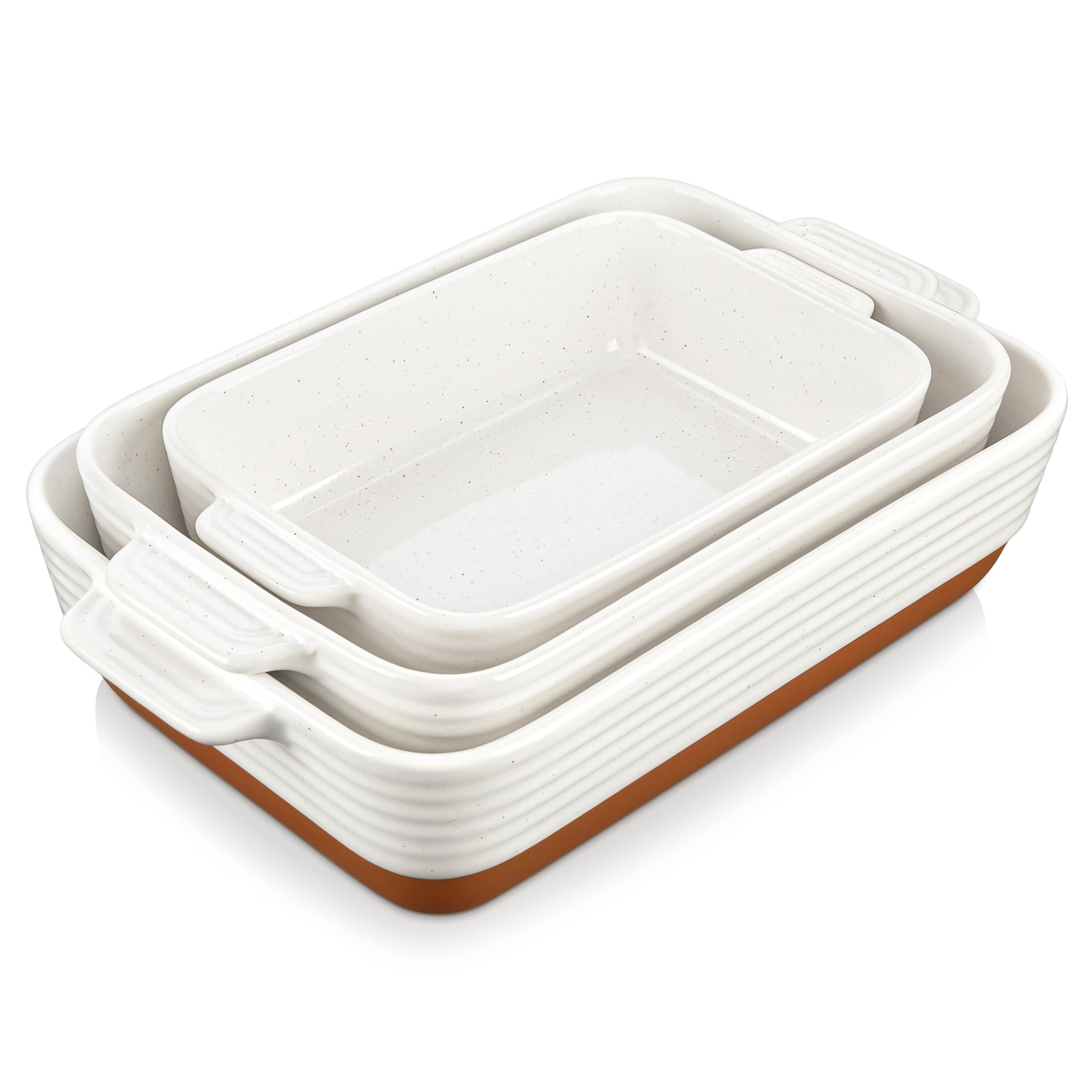 MALACASA Casserole Dishes for Oven, Ceramic Baking Dishes Set of 3, Baking Pan C