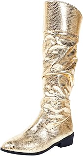 Ulalaza Women's Boots Western Cowboy Boots Mid Calf Cowgirl Boots Block Chunky Heel Embroidered Floral Mid Heel Casual Boots High Pointed Toe Boot Dress Boots Knee High Square Toe Short Booties
