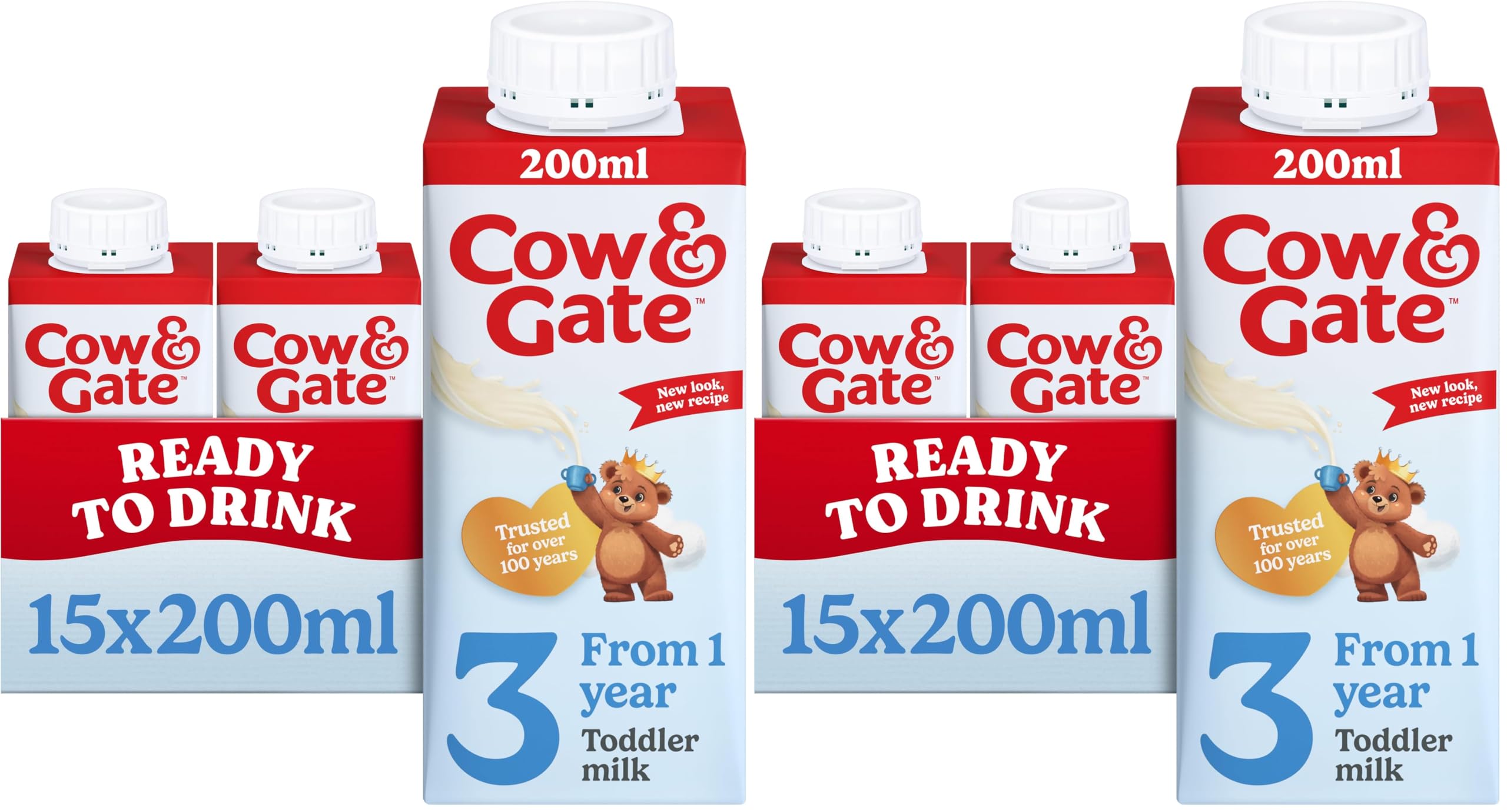 Cow and Gate 1 to 2 Years Growing Up Milk 200 ml (Pack of 30) - Packaging May Va