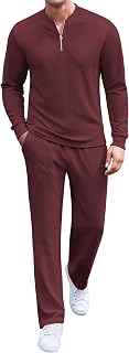 COOFANDY Men's 2 Piece Tracksuit Set Polo Athletic Sweatsuit Quarter Zip Jogging Long Sleeve Casual Sports Outfits