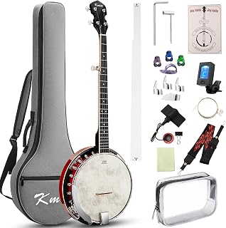 Kmise Banjo, 5 String Banjos with Remo Head Full Size 38 Inch Closed Back with Removable Resonator, Strings Pack, Finger Picks, Strap, Case, Tuner Set Accessories for Starter Adults Beginner Gift