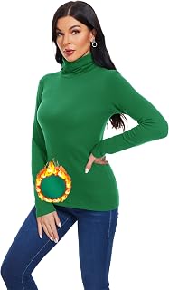 TAIPOVE Thermal Fleece Lined Turtle Neck Tops for Women Cotton Underwear