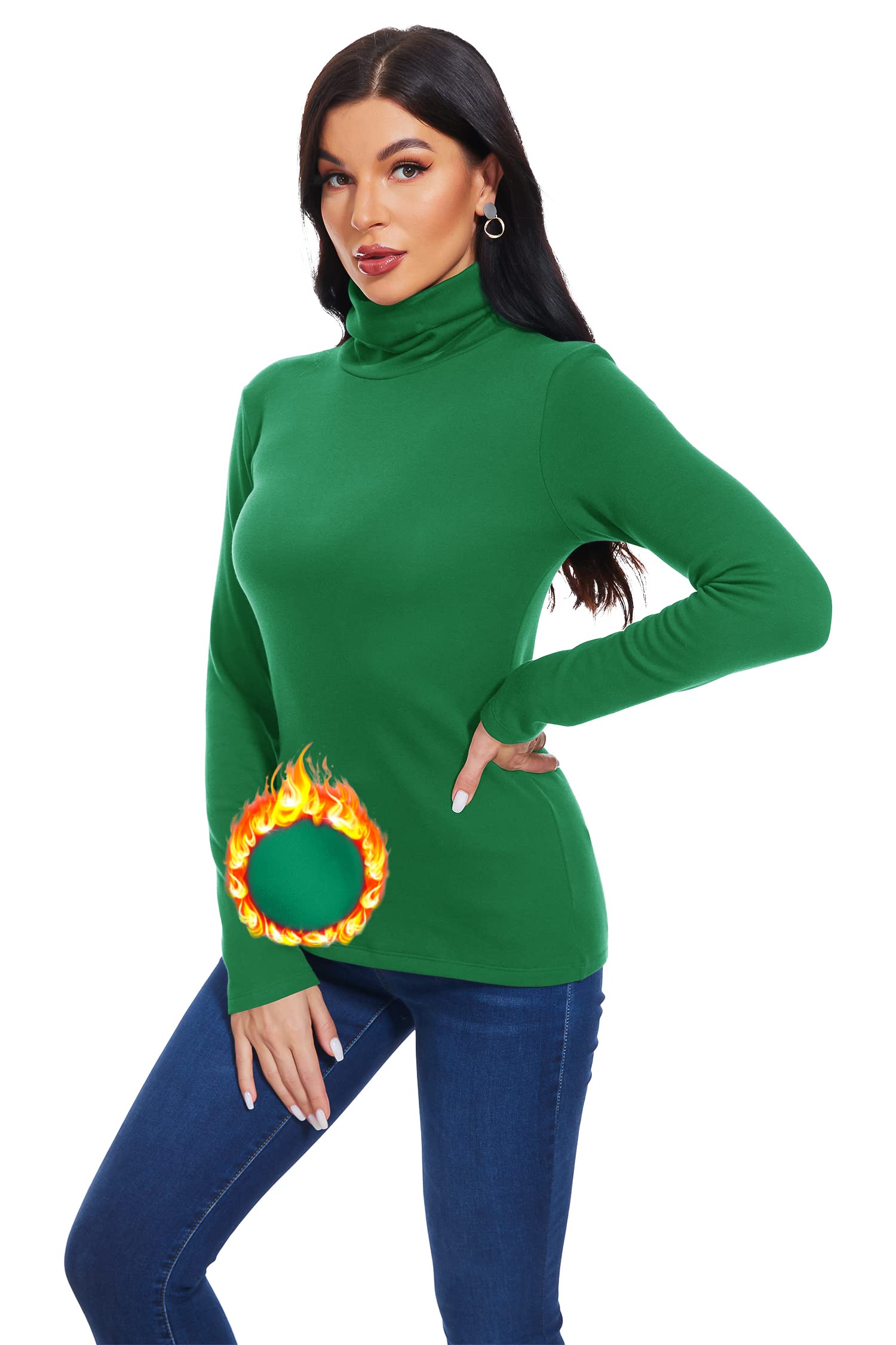 TAIPOVE Thermal Fleece Lined Turtle Neck Tops for Women Cotton Underwear
