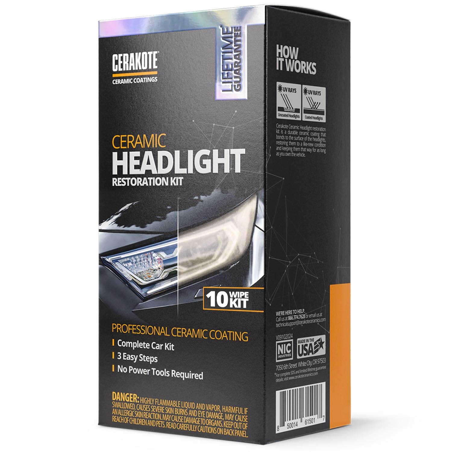 CERAKOTE® Ceramic Headlight Restoration Kit, 10 Wipe Kit | Restores clouded, yel