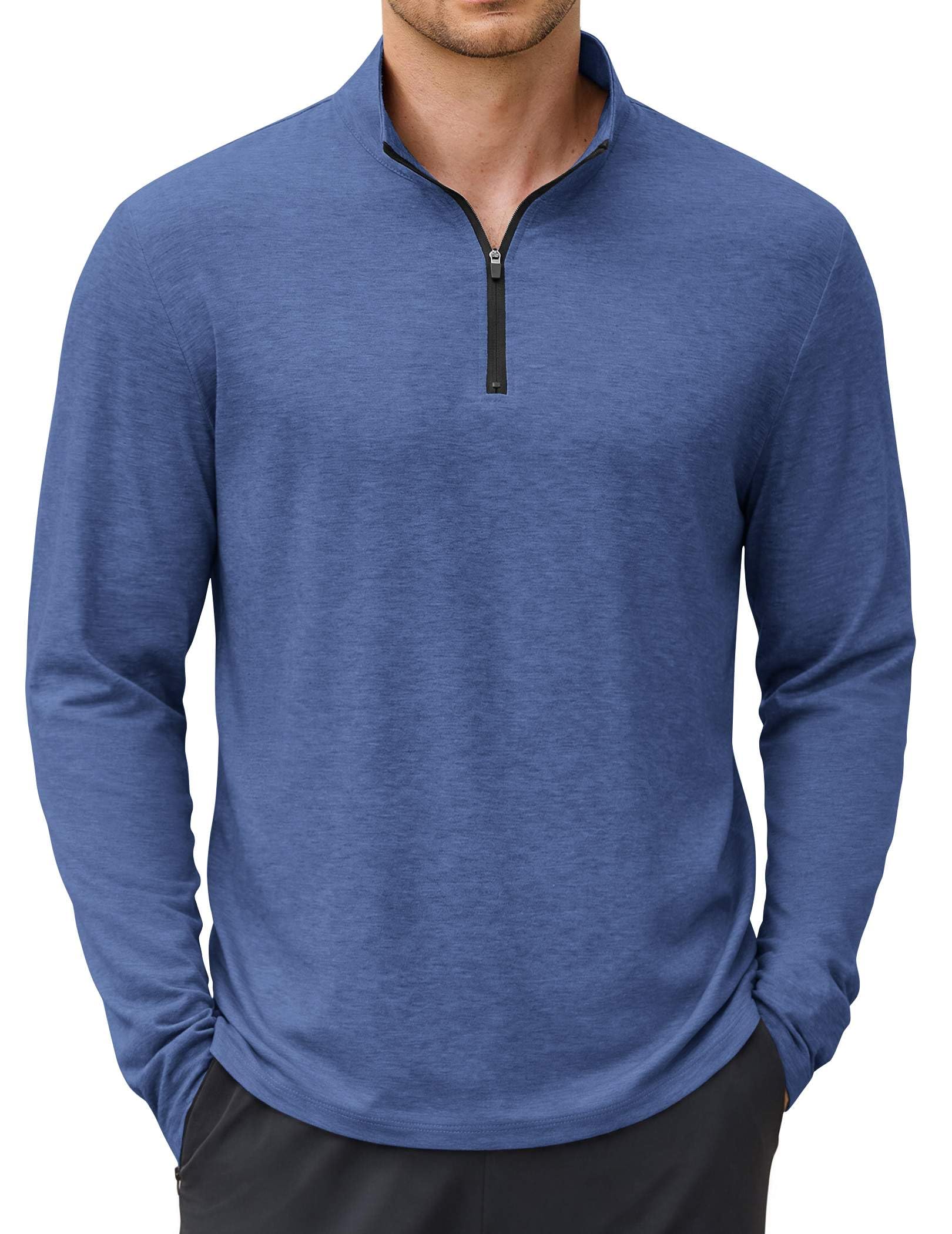 COOFANDY Polo de manga larga para hombre, ligero, casual, con cremallera de un c
