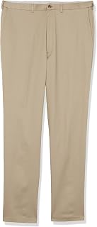 Haggar Men's B&T Iron Free Premium Khaki Classic Fit Flat Front Expandable Waist Pant
