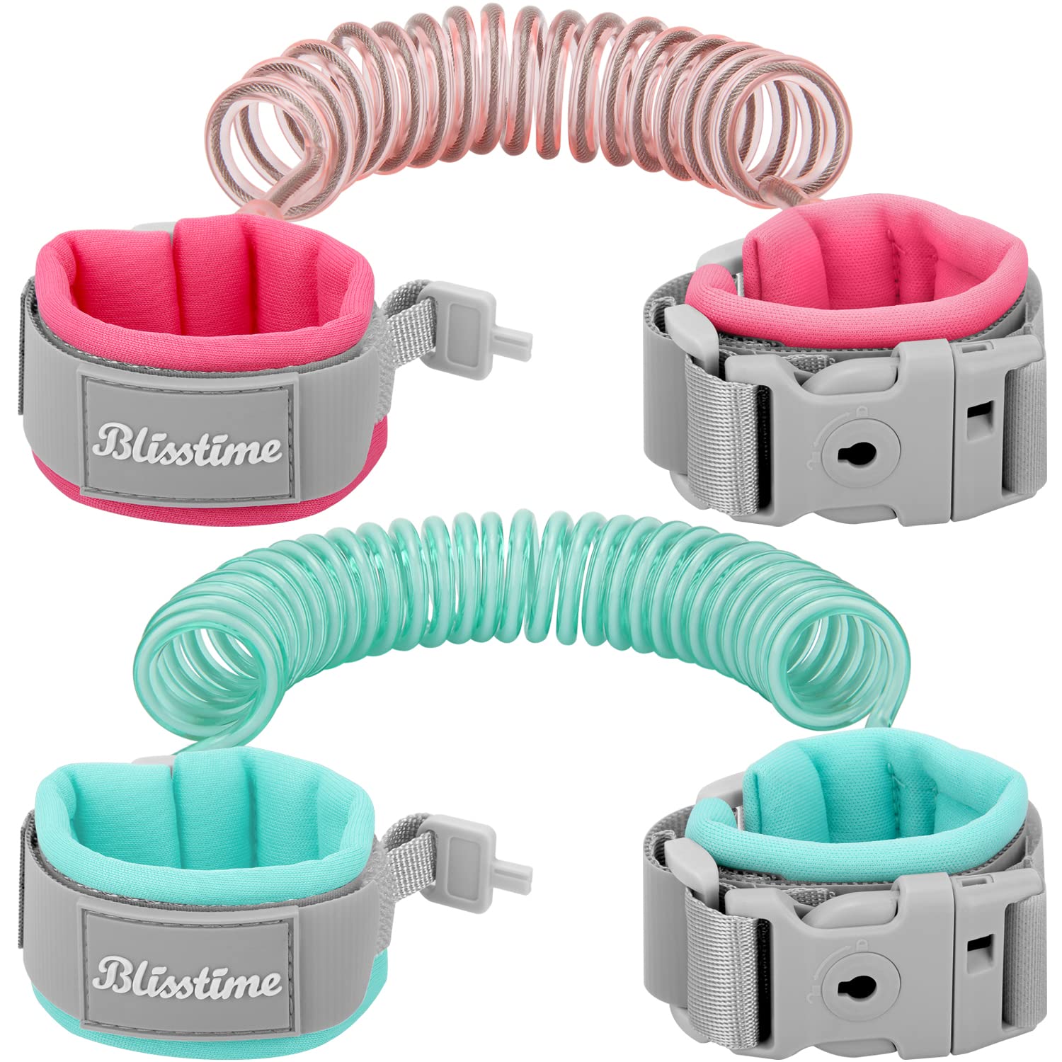 Blisstime Toddler Leash, 2 Pack Kid Leash Anti Lost Wrist Link with Key Lock Bab