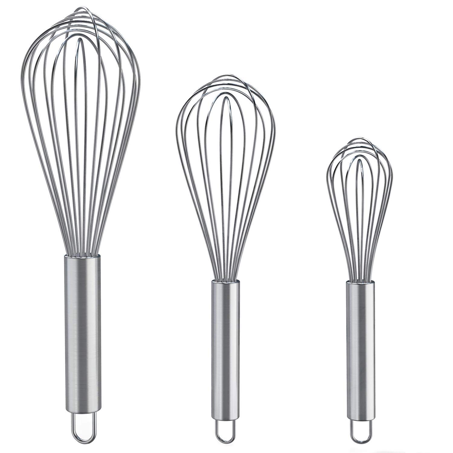 Whisks for Cooking, 3 Pack Stainless Steel Whisk for Blending, Whisking, Beating