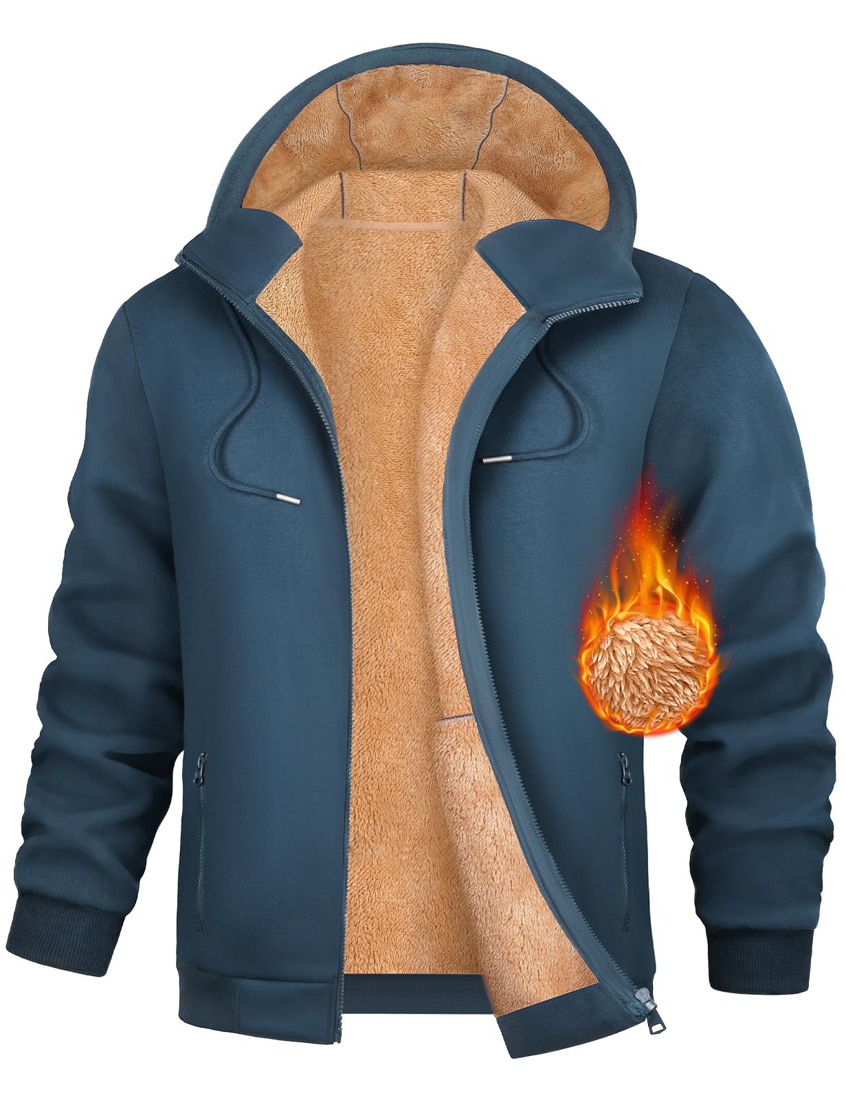 UMIPUBO mens fleece hoodie zip up hoodie sherpa lined hoodie heavy
