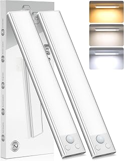 JEKEMORYE Under Cabinet Kitchen Lights Cupboard - LED Motion Sensor Light | Rechargeable Battery Operated, Indoor Magnetic Wardrobe Strip Lighting, Wireless USB, Adhesive, Stick on Counter Shelf Closet