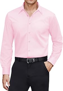 J.VER Camicie da uomo a maniche lunghe, antimacchia, elasticizzate, non si stirano, casual, con bottoni