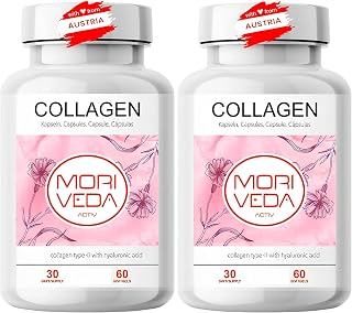 NP-Vital - Biocell Collagen or Collagen Express Capsules (with Collagen II, Hyaluronic Acid) 1000 mg Collagen / Day for Skin, Hair, Joints (2 x 60 Biocell Collagen® Capsules)