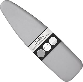 Sunkloof Ironing Board Cover and Pad-Extra Thick Natural Cotton- 15"x54" | Scorch and Stain Resistant Padding, Standard Size Iron Board Cover with Fasteners Heavy Duty Elastic Edge, Heatproof