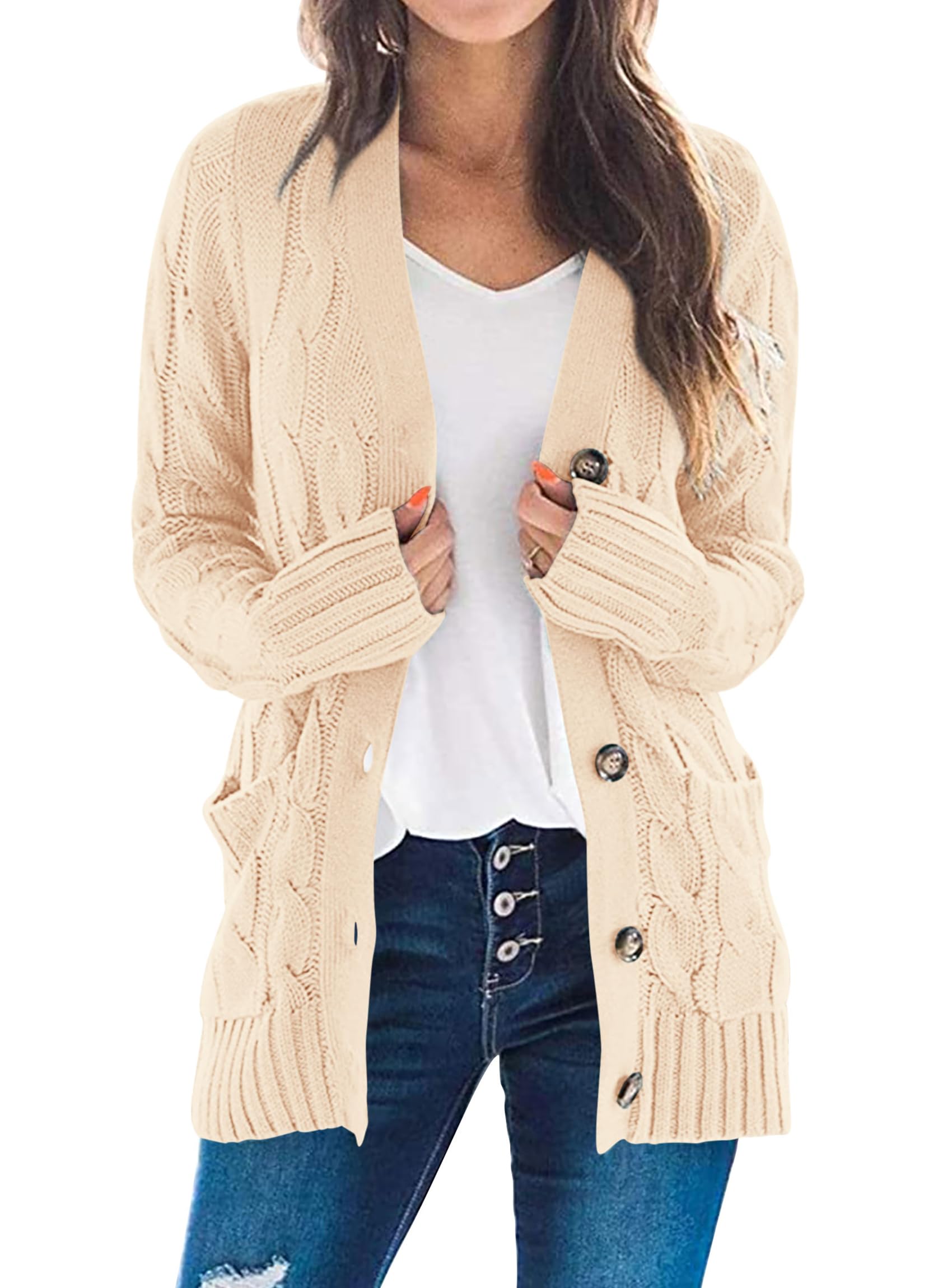 PreTTYGARDEN - Women's Long Sleeve Button Down Cardigan with Pockets