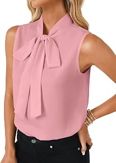 LYANER Women's Elegant Bow Tie Mock Neck Sleeveless Blouse Office Workwear Shirt Top