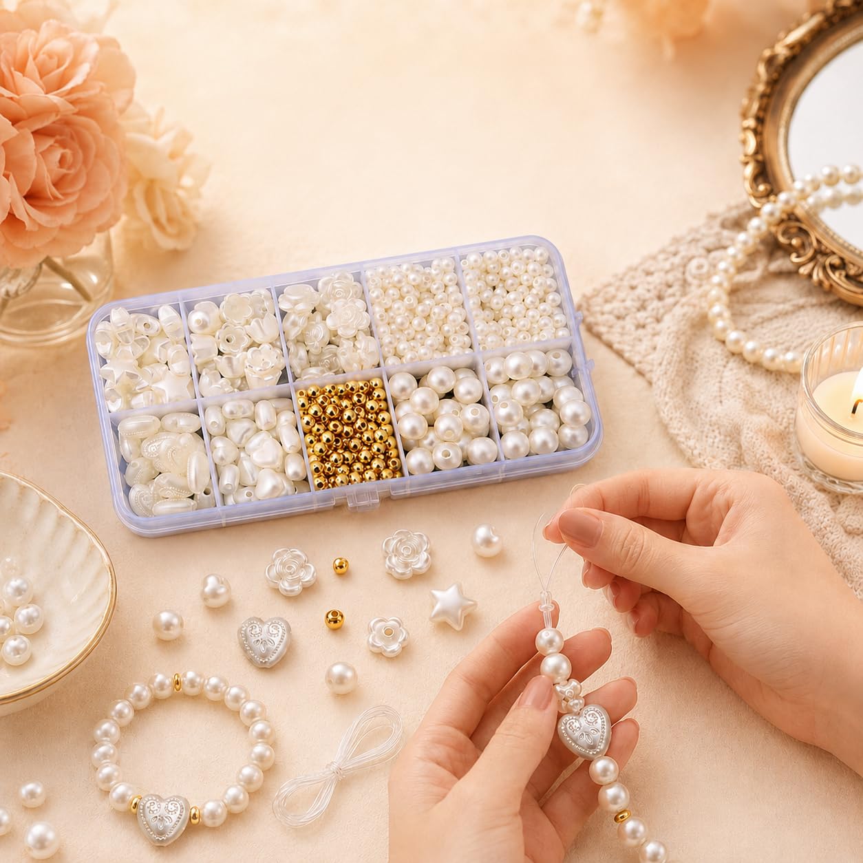 Pack of 790 White Gold Spacer Beads for DIY Bracelets