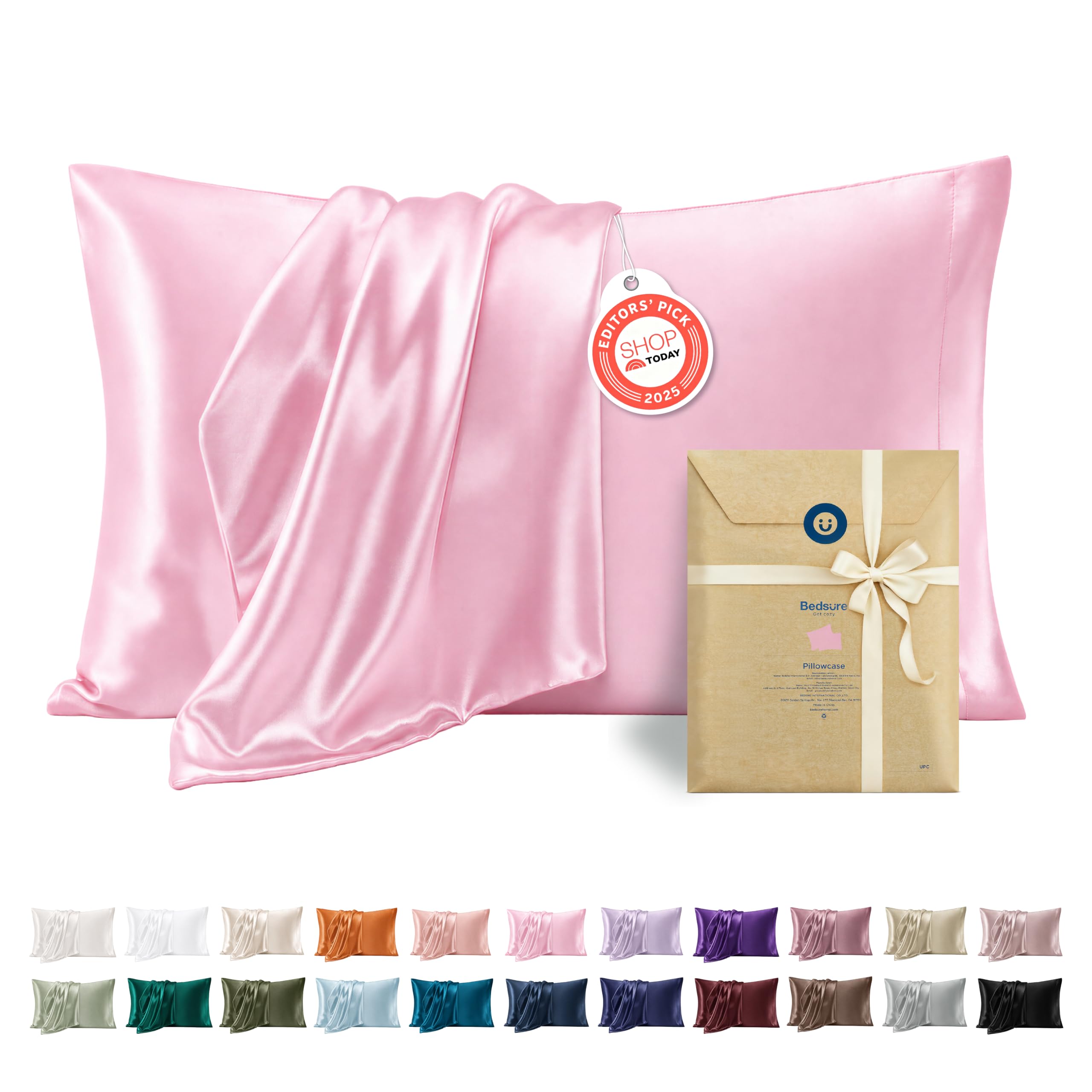 Bedsure Satin Pillow Cases Queen - Similar to Silk Pillowcase 2 Pack Pink