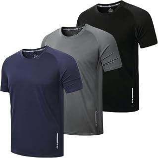 ZENGVEE 3 Pieces Men's Short-Sleeved T-Shirt Quick Dry Sports Breathable