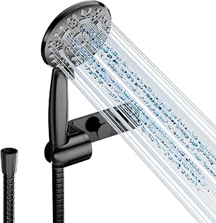 Cobbe Duschkopf mit Schlauch und Halterung, Hochdruck Duschkopf mit 8 Strahlarten, Universeller, Leistungsstarker Druckerhöhend, Wassersparend bei niedrigem Wasserdruck, Schwarz