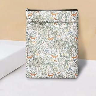 Forest Fox Book Case Book Bag Book Lovers Gift Zipper Front Pocket 11.5" x 8.8" Canvas Book Bag Gift for Readers Women Friends Christmas