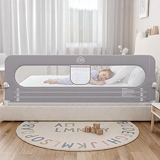 tersolyn Bed Rail for Toddlers,71in Foldable Bed Rail for Baby, Baby Bed Rail Guard with Reinforced Carbon Steel Frame&amp;Connectors for Twin Full Queen King Bed