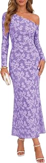 ZESICA Women's Fall Floral Off Shoulder Wedding Guest Dresses