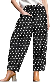 TARSE Women's Corduroy Barrel Pants High Waist Drawstring Wide Leg Pants
