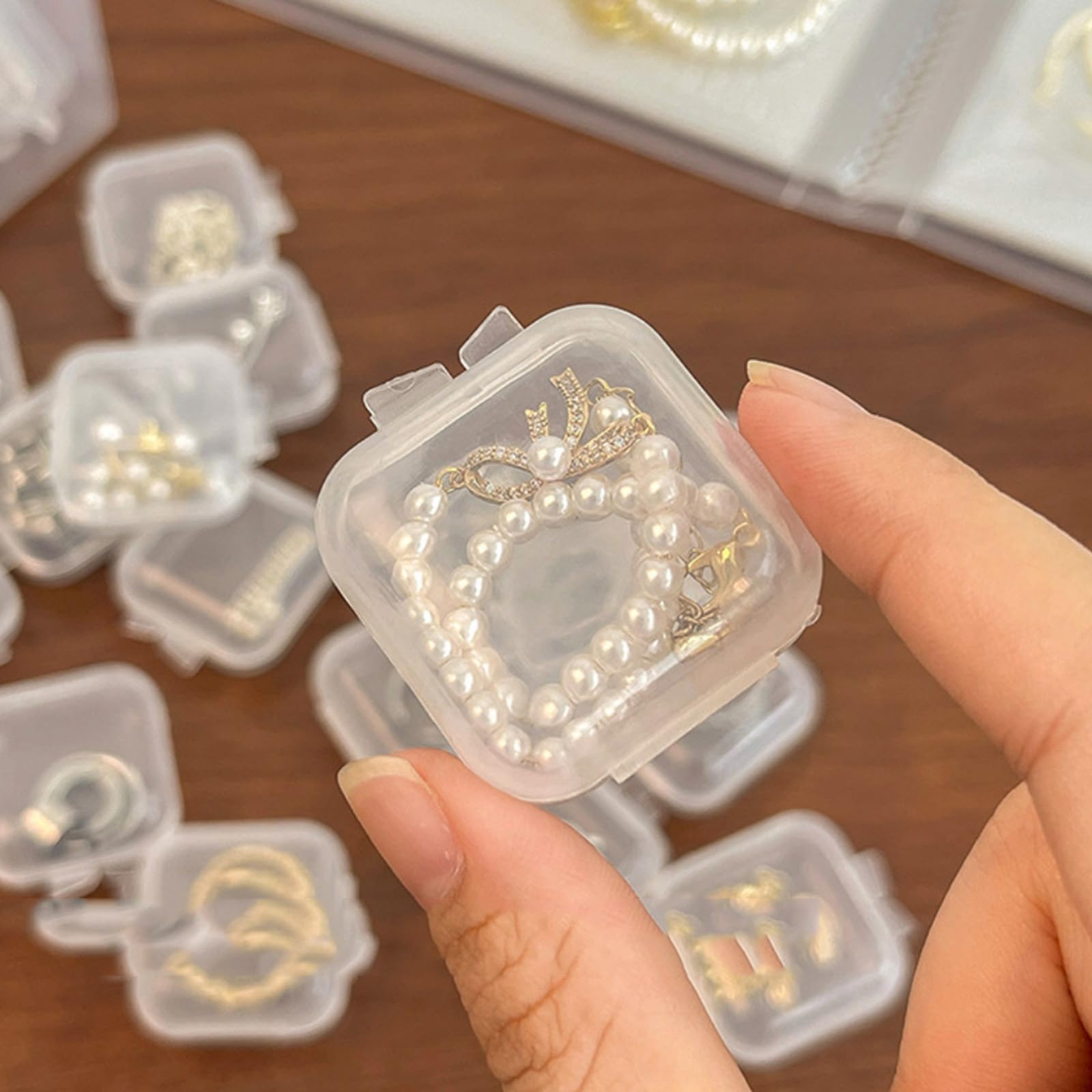 10 Pieces Small Jewelry Organizer Boxes Portable Plastic Earring Ring Storage Bo