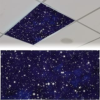 Patelai 4x2 Feet Light Covers for Classroom, Magnetic,Starry | Sky Cloud Print for Office Decor, Drop Ceiling Compatible, 10 Magnets Included, Filters Harsh Fluorescent Lighting