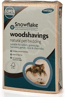 Snowflake 7KG Small Animal Wood Shavings Natural Pet Bedding - Extra Large | Dust Extracted Premium Pet Bed Substrate, Odour Control, For Rabbit, Hamster, Gerbil, Guinea Pig, Mouse, FSC Approved