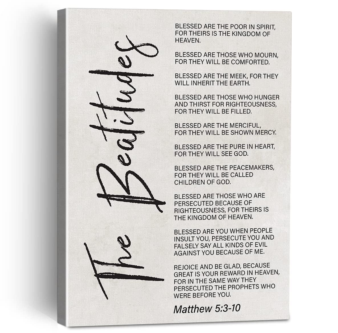 the Beatitudes Bible Verse Canvas Painting Framed Wall Art Decor for Home Living