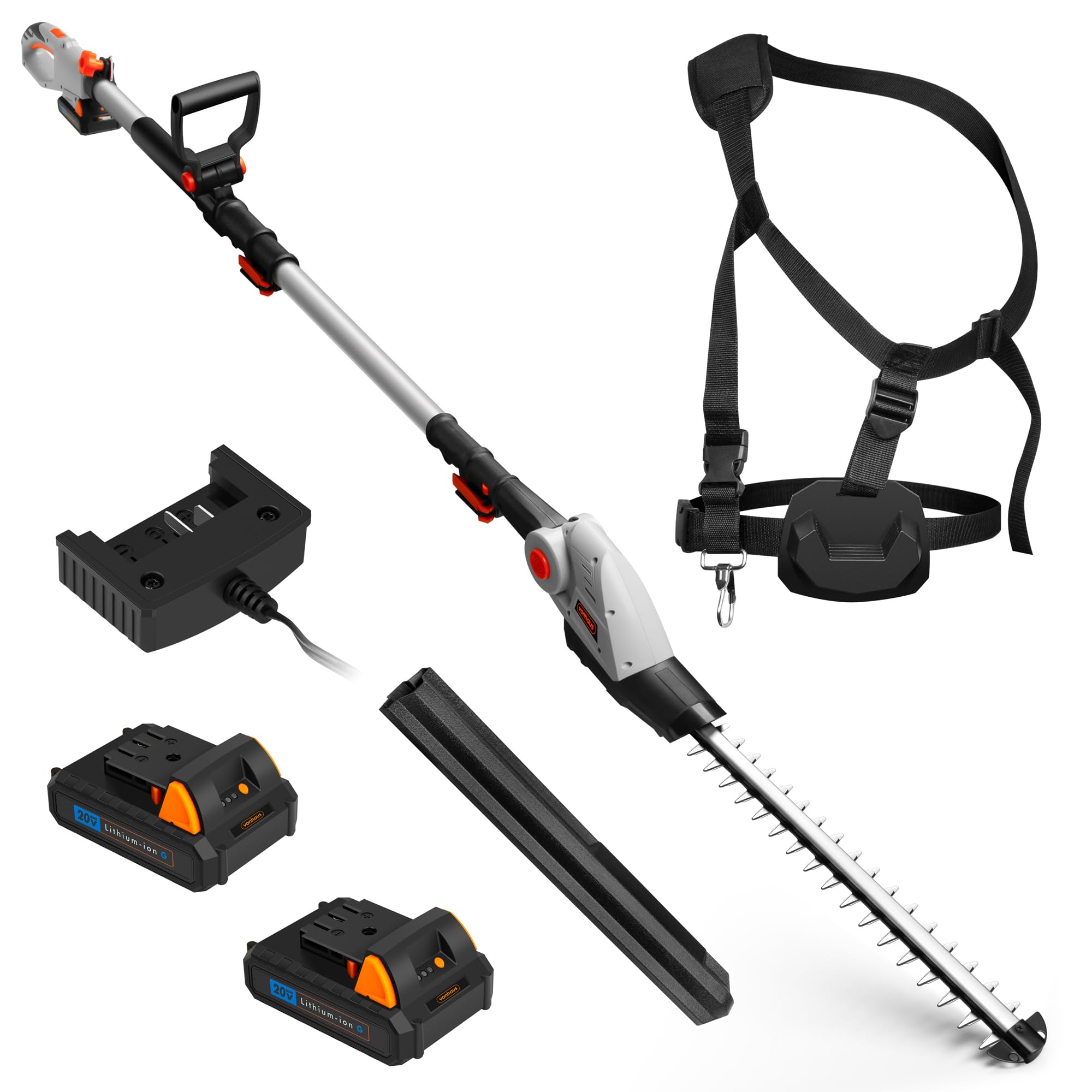 VonHaus Pole Hedge Trimmer Cordless 20V – x2 Batteries & Charger, G-Series | Lon