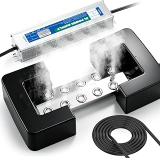 Mxmoonant Mist Maker 10 Head Ultrasonic Pond Fogger 7000ml/H, 350W, w/Float | Water Mist Humidifier for Halloween Decoration, Plant Greenhouse Humidify, Pond Atmosphere, Only Water Use, Easy to Install