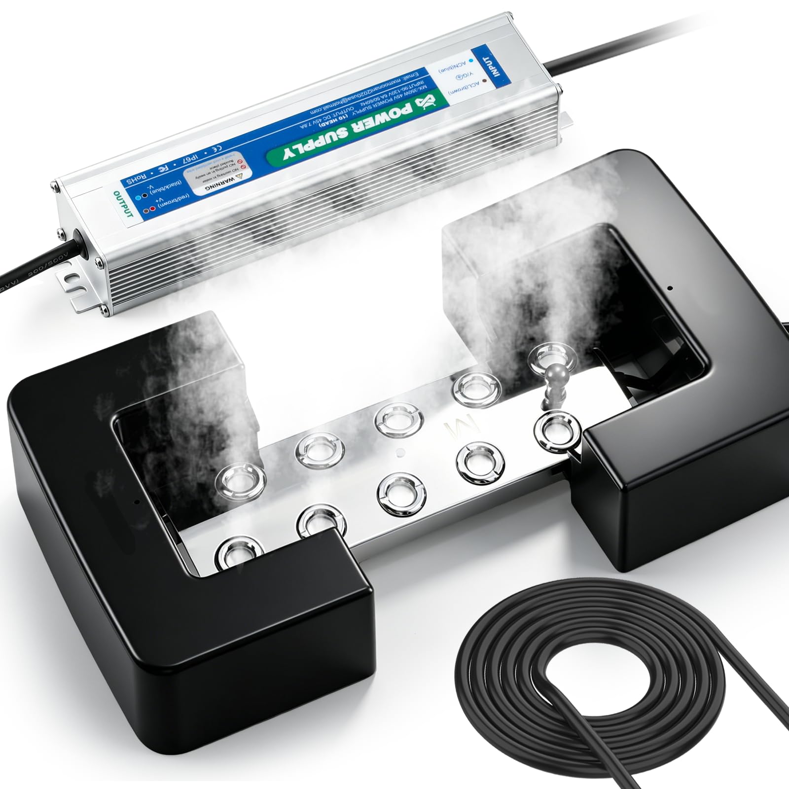 Mxmoonant Mist Maker 10 Head Ultrasonic Pond Fogger 7000ml/H, 350W, w/Float | Wa