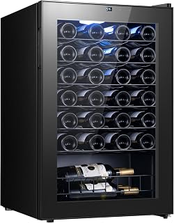 Yeego 46 Bottle Wine Fridge, 38-65°F Wine Cooler Refrigerator | Under Counter, Freestanding Wine Cooler with Glass Door, Touch Temperature Control and LED | For Red, White Wine, Champagne