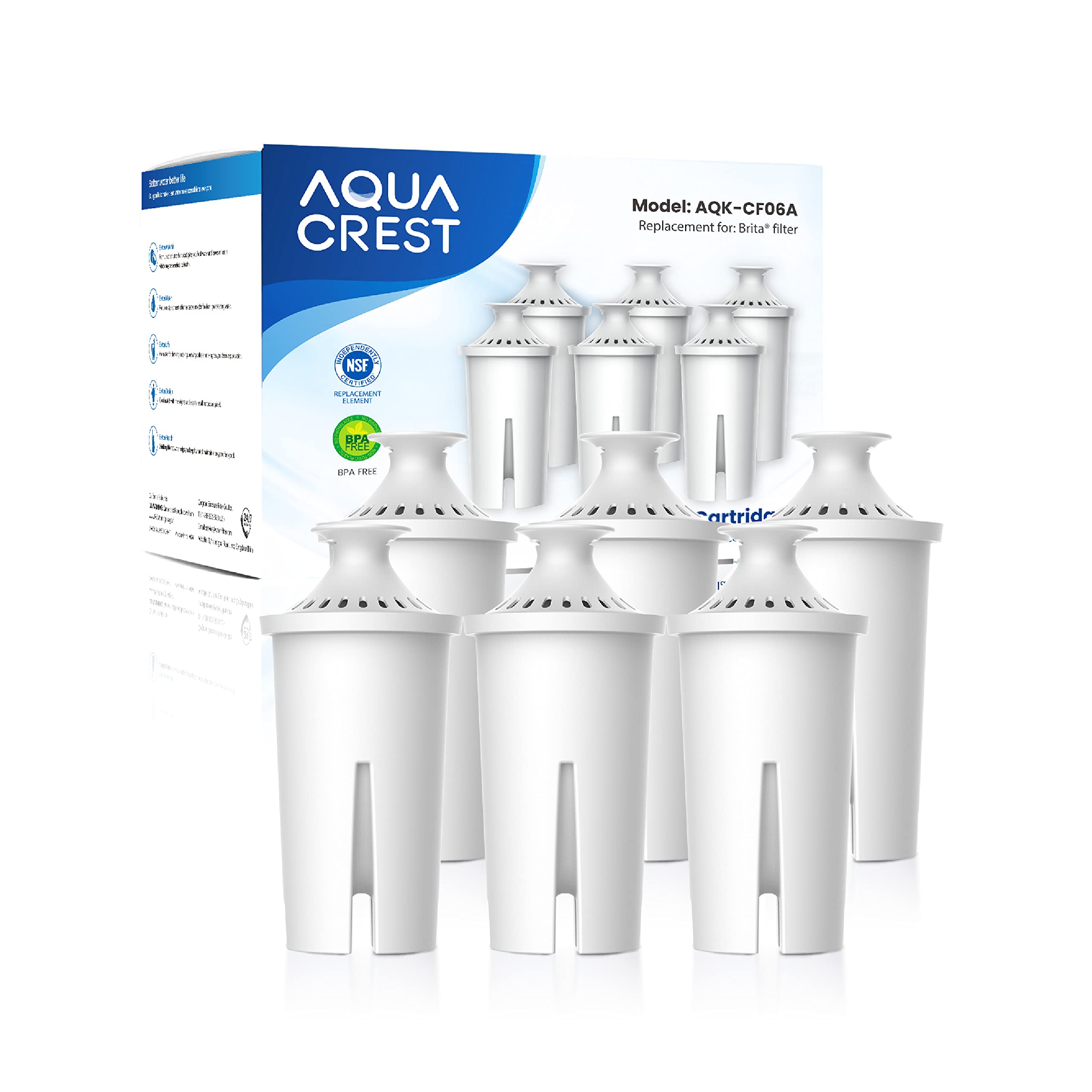 AQUA CREST Filter Replacement for Brita® Water Pitcher & Dispenser, 6 Pack | Com