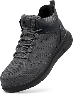 FitVille Safety Shoes for Men Steel Toe Shoes Wide Work Boots for Men Anti-Puncture Proof & Anti-Smash Slip Resistant Safety Boots Breathable Comfortable Indestructible Composite Toe Shoes