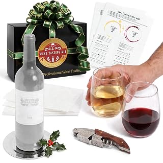 Cup of Kings Wine Tasting Kit - Learn to Taste Like a Wine Pro | Deductive Tasting Guide, Wine Tasting Place-Mat, Corkscrew, Wine Glasses, Bottle Coaster, and Napkin for Every Skill Level