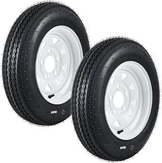 GarveeTech 4.80-12 Trailer Tire and Wheel Assembly, 5 Lug, Set of 2 | Heavy-Duty Load Range C 6PR, White Spoke Wheel, 12 Inch Tires, For Utility/Boat/Camper Trailers