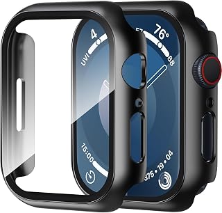 Smiling 2 Pack Case Compatible with Apple Watch SE 3 (2025)/ SE 2/ SE/Series 6/5/4 40mm with Tempered Glass Screen Protector, Hard PC Case Overall Protective Cover- Black