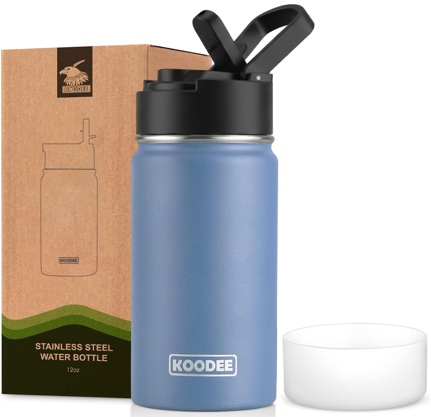 Koodee 12 oz Stainless Steel Water Bottle for Kids Double Wall Vacuum Insulated 