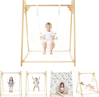 Yrthe Voitom 5-in-1 Baby and Toddler Foldable Swing Set with Stand, Classic Swing, Swing-Seat, Baby Jumper, Hammock, Play Tent